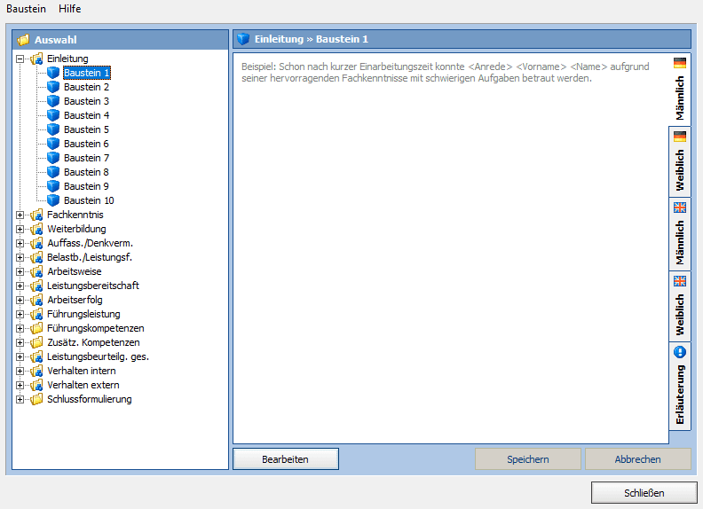 Screenshot Bausteinmanager